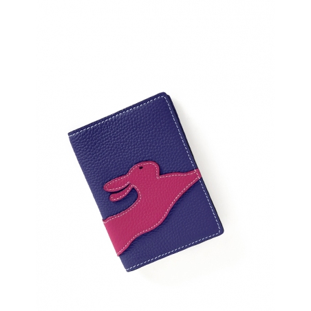 'En L'Air Voyage Lièvre' Étui de Passeport Cuir Nappa Fuchsia