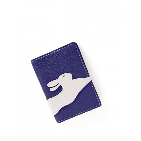 'En L'Air Voyage Lièvre' Nappa Leather Passport Holder Deep Blue