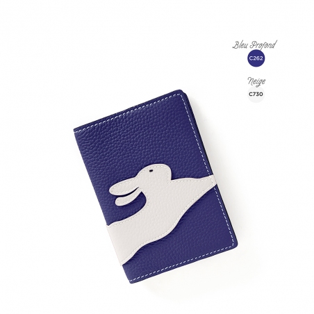 'En L'Air Voyage Lièvre' Nappa Leather Passport Holder Deep Blue