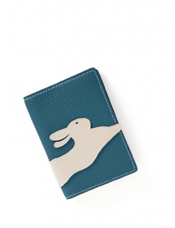 'En L'Air Voyage Lièvre' Nappa Leather Passport Holder Indigo