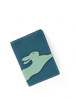 'En L'Air Voyage Lièvre' Nappa Leather Passport Holder Indigo
