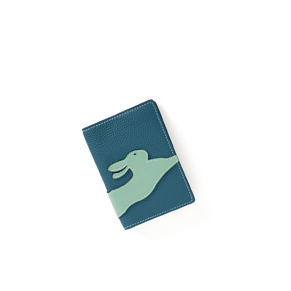 'En L'Air Voyage Lièvre' Nappa Leather Passport Holder Indigo