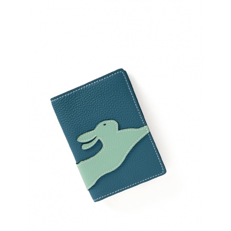 'En L'Air Voyage Lièvre' Nappa Leather Passport Holder Indigo