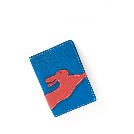 'En L'Air Voyage Lièvre' Nappa Leather Passport Holder Cyan