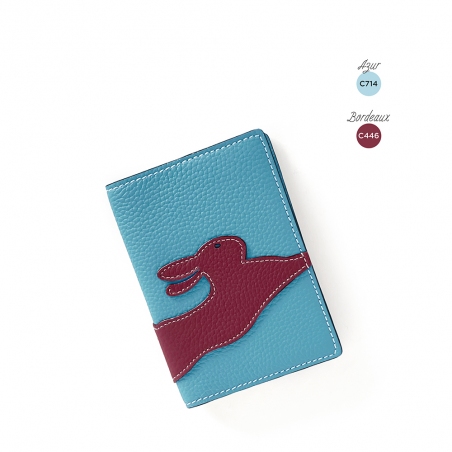'En L'Air Voyage Lièvre' Nappa Leather Passport Holder Sky Blue