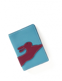 'En L'Air Voyage Lièvre' Nappa Leather Passport Holder Sky Blue