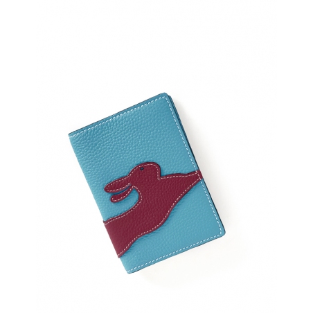 'En L'Air Voyage Lièvre' Nappa Leather Passport Holder Sky Blue