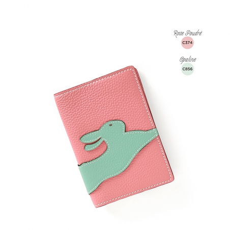 'En L'Air Voyage Lièvre' Nappa Leather Passport Holder Light Pink