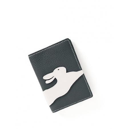 'En L'Air Voyage Lièvre' Nappa Leather Passport Holder Ardoise