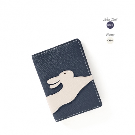 'En L'Air Voyage Lièvre' Nappa Leather Passport Holder Night Blue