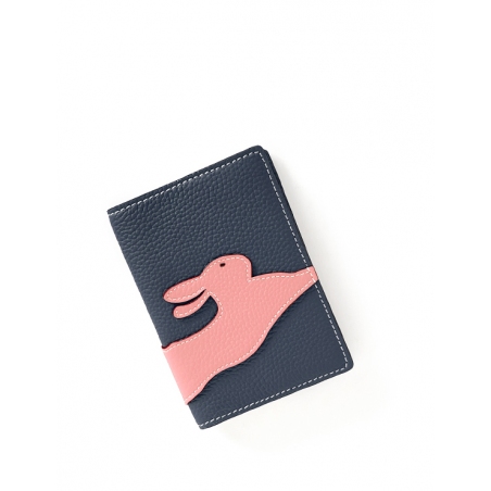 'En L'Air Voyage Lièvre' Nappa Leather Passport Holder Night Blue