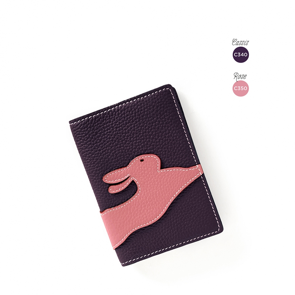 'En L'Air Voyage Lièvre' Nappa Leather Passport Holder Dark Purple