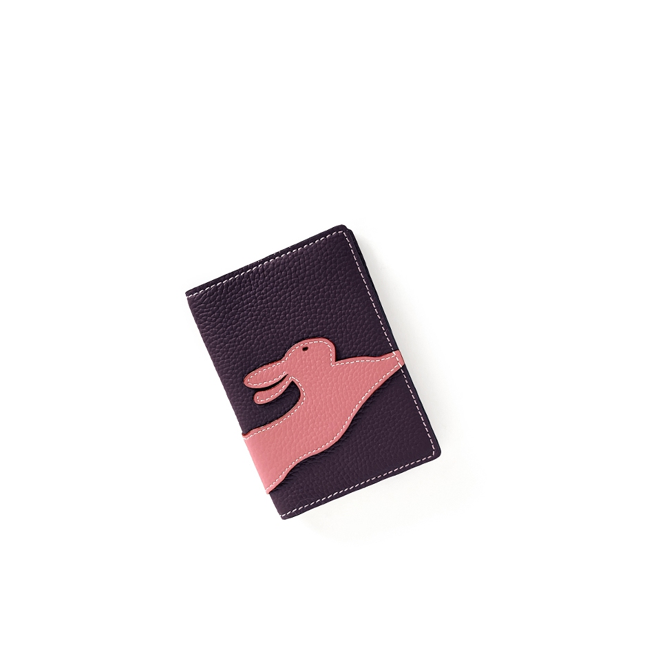 'En L'Air Voyage Lièvre' Nappa Leather Passport Holder Dark Purple