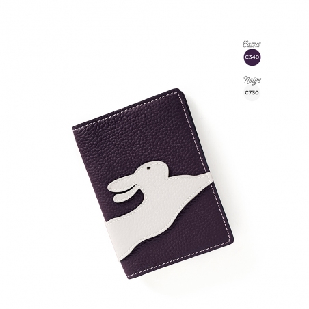'En L'Air Voyage Lièvre' Nappa Leather Passport Holder Dark Purple