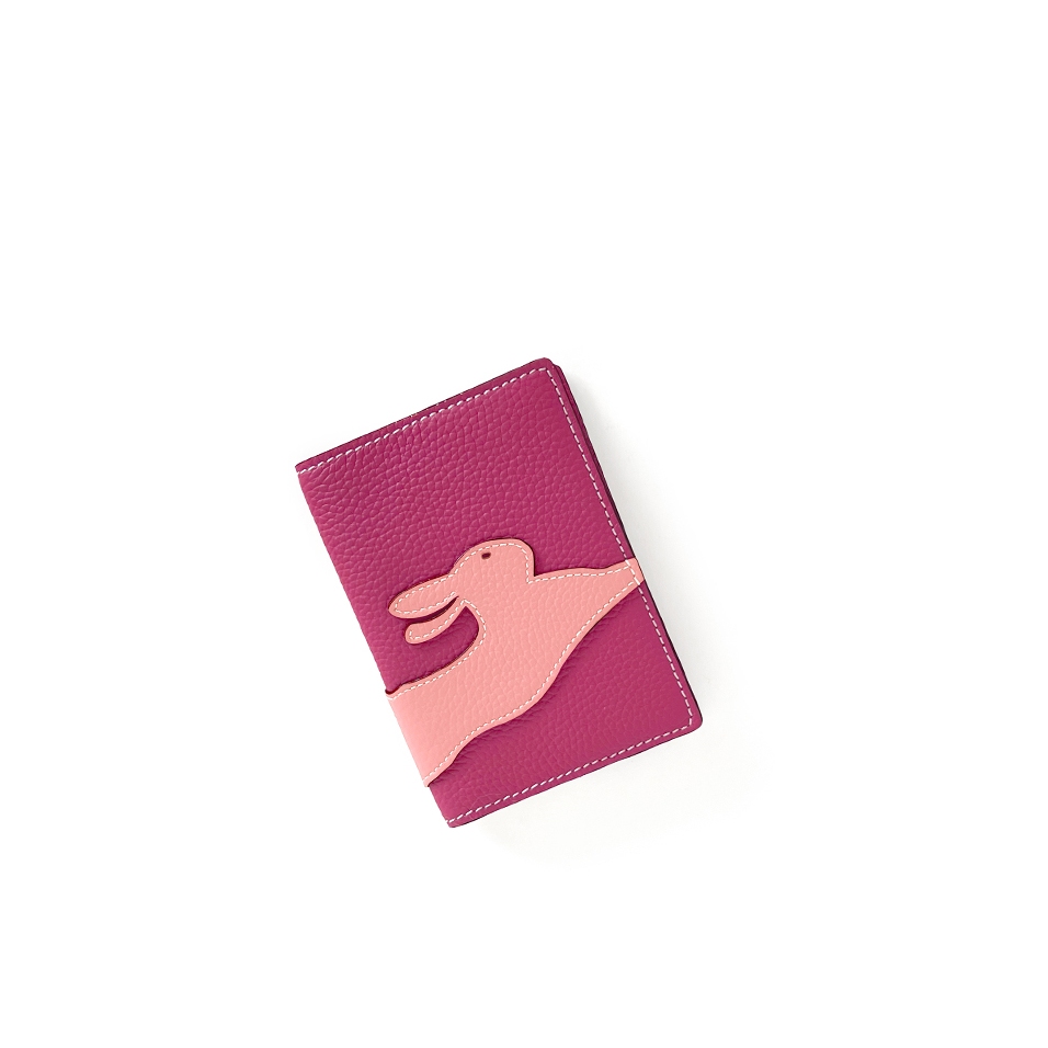 'En L'Air Voyage Lièvre' Étui de Passeport Cuir Nappa Fuchsia