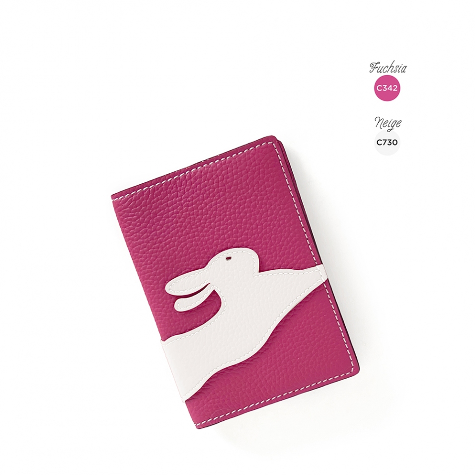 'En L'Air Voyage Lièvre' Étui de Passeport Cuir Nappa Fuchsia
