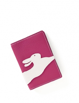 'En L'Air Voyage Lièvre' Étui de Passeport Cuir Nappa Fuchsia