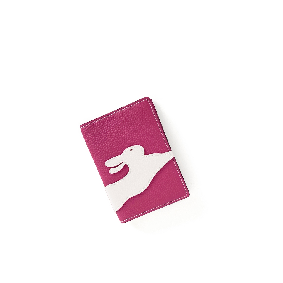 'En L'Air Voyage Lièvre' Étui de Passeport Cuir Nappa Fuchsia
