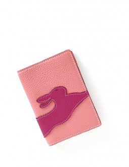 'En L'Air Voyage Lièvre' Étui de Passeport Cuir Nappa Rose Poudré