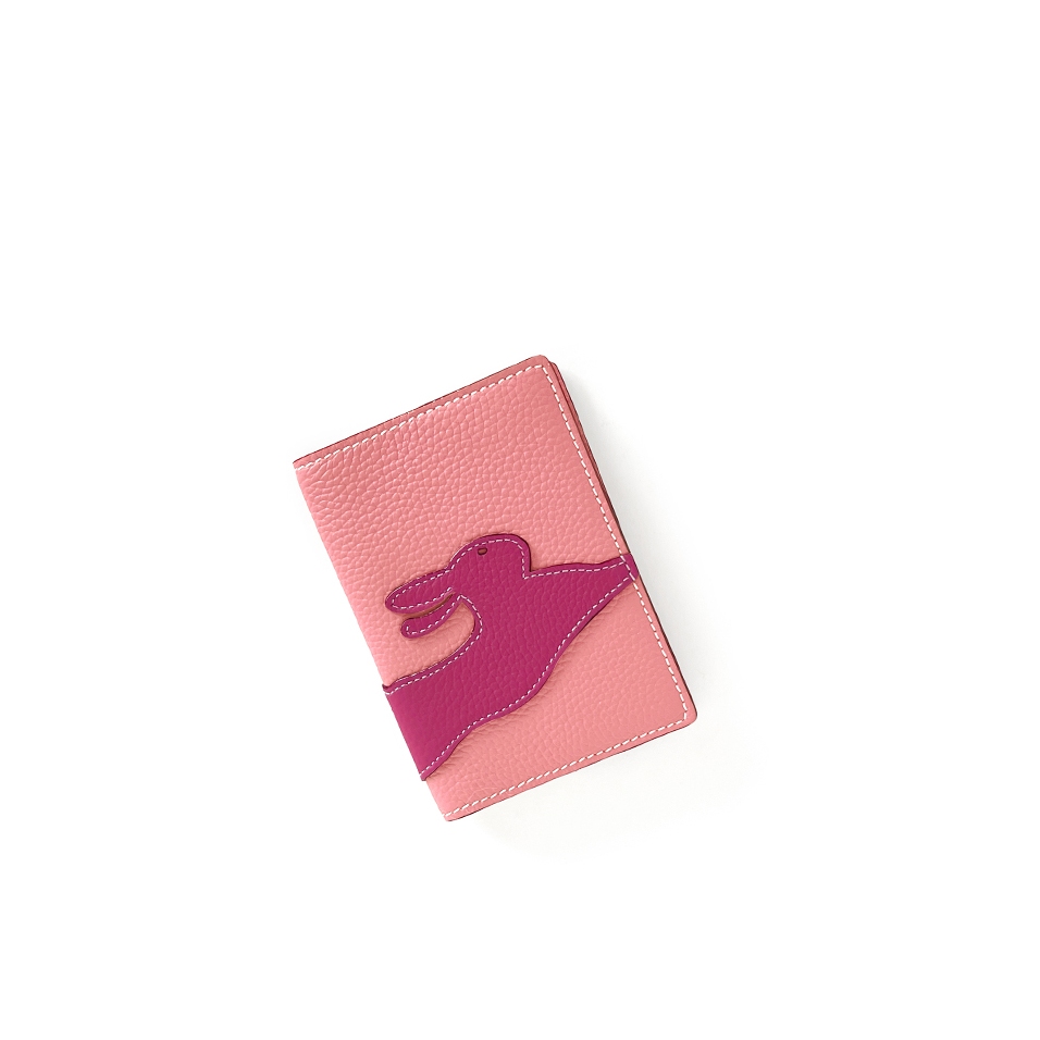 'En L'Air Voyage Lièvre' Nappa Leather Passport Holder Light Pink
