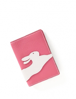 'En L'Air Voyage Lièvre' Étui de Passeport Cuir Nappa Rose