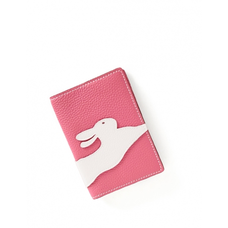 'En L'Air Voyage Lièvre' Nappa Leather Passport Holder Rose