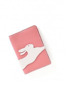 'En L'Air Voyage Lièvre' Étui de Passeport Cuir Nappa Rose Poudré