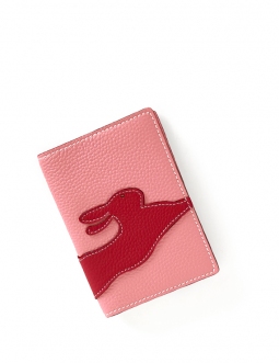 'En L'Air Voyage Lièvre' Étui de Passeport Cuir Nappa Rose Poudré