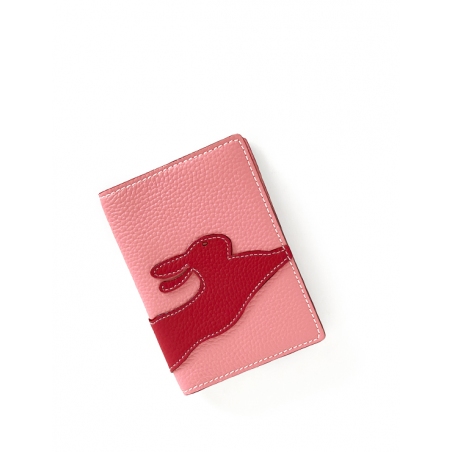 'En L'Air Voyage Lièvre' Étui de Passeport Cuir Nappa Rose Poudré