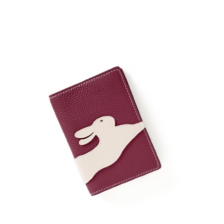 'En L'Air Voyage Lièvre' Étui de Passeport Cuir Nappa Bordeaux