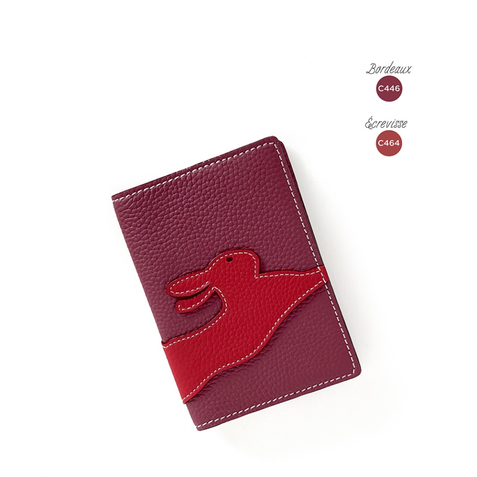 'En L'Air Voyage Lièvre' Nappa Leather Passport Holder Dark Red