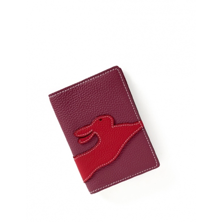 'En L'Air Voyage Lièvre' Nappa Leather Passport Holder Dark Red