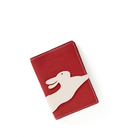'En L'Air Voyage Lièvre' Nappa Leather Passport Holder Red