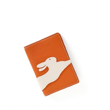 'En L'Air Voyage Lièvre' Étui de Passeport Cuir Nappa Orange
