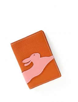 'En L'Air Voyage Lièvre' Étui de Passeport Cuir Nappa Orange