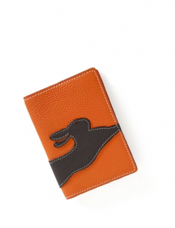 'En L'Air Voyage Lièvre' Étui de Passeport Cuir Nappa Orange