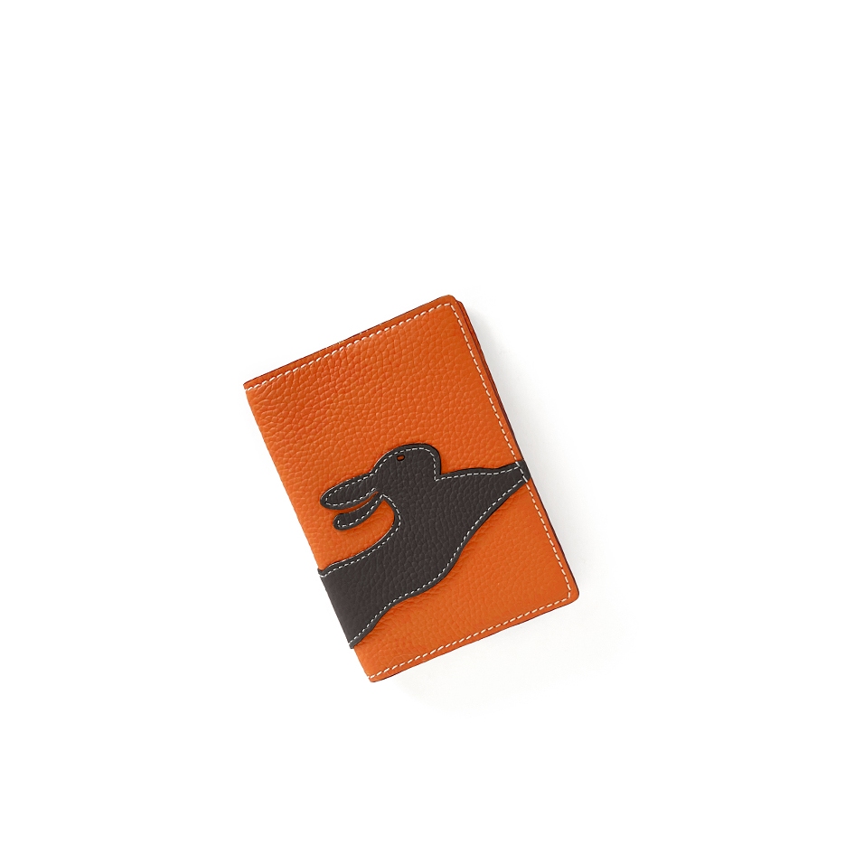 'En L'Air Voyage Lièvre' Nappa Leather Passport Holder Orange