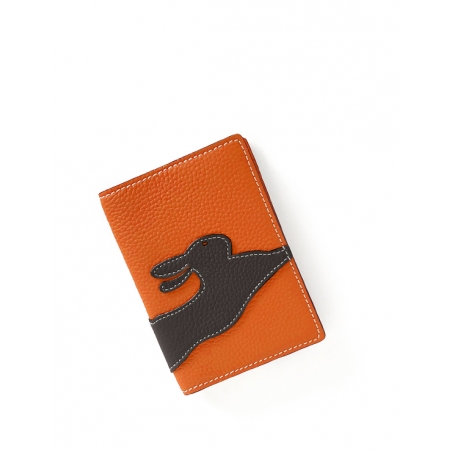 'En L'Air Voyage Lièvre' Étui de Passeport Cuir Nappa Orange