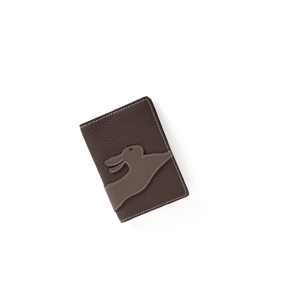 'En L'Air Voyage Lièvre' Étui de Passeport Cuir Nappa Chocolat