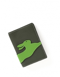 'En L'Air Voyage Lièvre' Nappa Leather Passport Holder Taiga