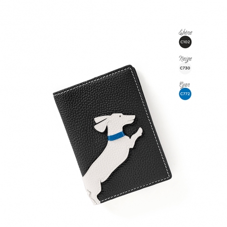 'En L'Air Voyage Téckel' Nappa Leather passport Holder Black