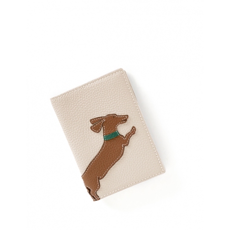 'En L'Air Voyage Téckel' Nappa Leather passport Holder Cream