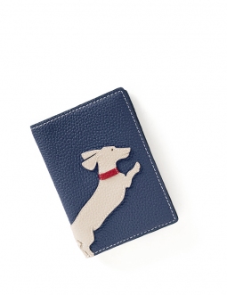 'En L'Air Voyage Téckel' Nappa Leather passport Holder Navy Blu