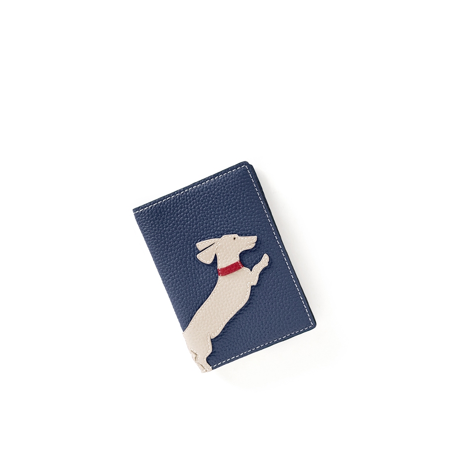 'En L'Air Voyage Téckel' Nappa Leather passport Holder Navy Blu