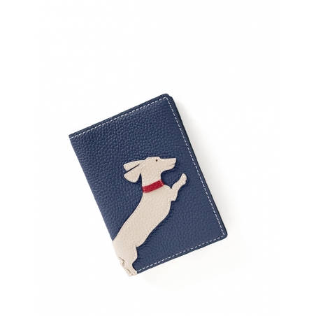 'En L'Air Voyage Téckel' Nappa Leather passport Holder Navy Blu