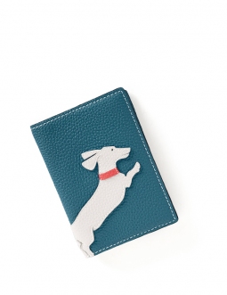 'En L'Air Voyage Téckel' Étui de Passeport Cuir Nappa Indigo