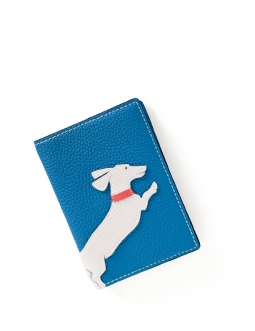 'En L'Air Voyage Téckel' Nappa Leather passport Holder Cyan