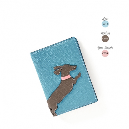 'En L'Air Voyage Téckel' Nappa Leather passport Holder Sky Blue
