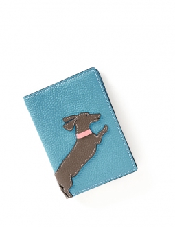 'En L'Air Voyage Téckel' Nappa Leather passport Holder Sky Blue