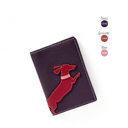 'En L'Air Voyage Téckel' Nappa Leather passport Holder Dark Purple